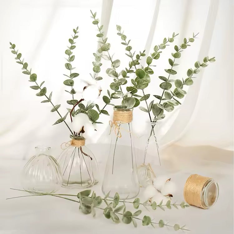 10pcs Artificial Plants Eucalyptus Leaves Green Leaf Branches for Home Garden Wedding Decoration Flowers Bouquet Centerpiece Home Decor