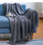 Knitted Throw Blanket for Beds Sofa with Tassel Gray Blue Solid Textured Plaid Sofa Cover Nordic Home soft Nap Custom Blanket Home Beddings