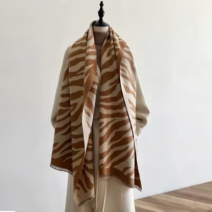 New Scarf Tiger Print Scarf Thickened Animal Print Warm Cashmere Scarves Luxury Pashmina Viscose Wool Fashion Shawl Women Allure UK