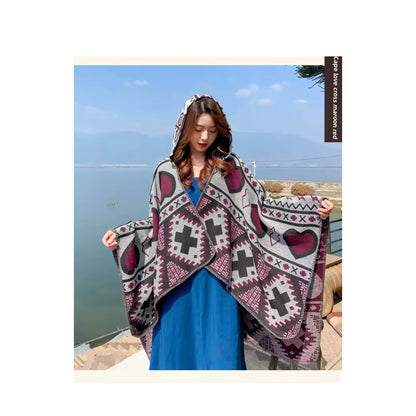 New cashmere pashmina wool scarf split thickened autumn and winter shawl Women cape UK