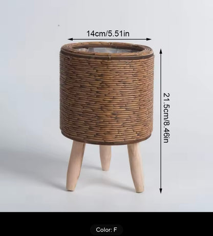 Nordic Imitation Rattan Flower Pot Hand Woven Flower Shelf Planters Plant Stand Holder Basket Garden Home Decor Home Storage Basket