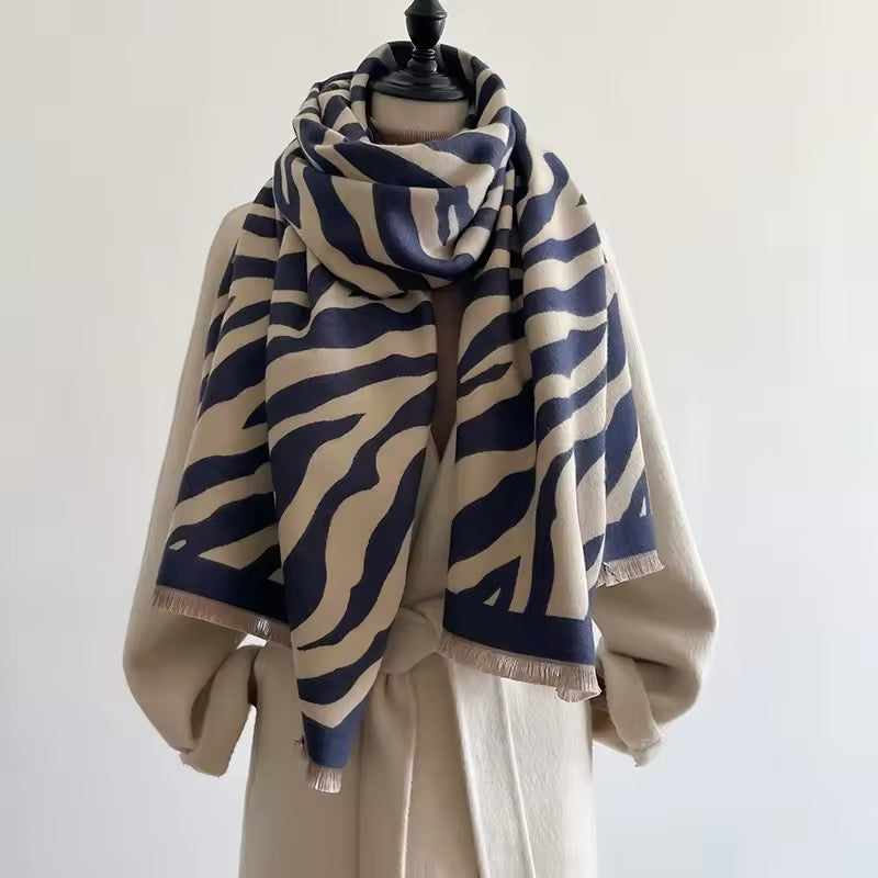 New Scarf Tiger Print Scarf Thickened Animal Print Warm Cashmere Scarves Luxury Pashmina Viscose Wool Fashion Shawl Women Allure UK