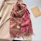 New Women Checked Pattern Cashmere Touch Scarf - Warm Fringe Pashmina Male Shawl Bufanda UK