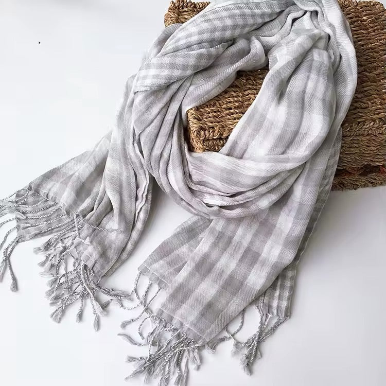 New Women Checked Pattern Cashmere Touch Scarf - Warm Fringe Pashmina Shawl Bufanda UK