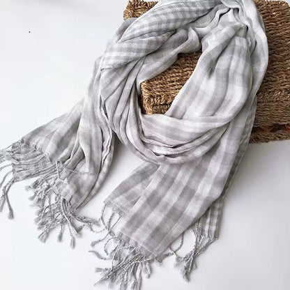 New Women Checked Pattern Cashmere Touch Scarf - Warm Fringe Pashmina Shawl Bufanda UK