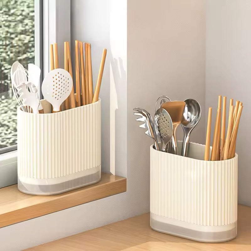 Household Kitchen Home Chopstick Holder Spoon Storage Box Drain Rack Wall Mounted Non Perforated Countertop Tableware Chopstick Cage