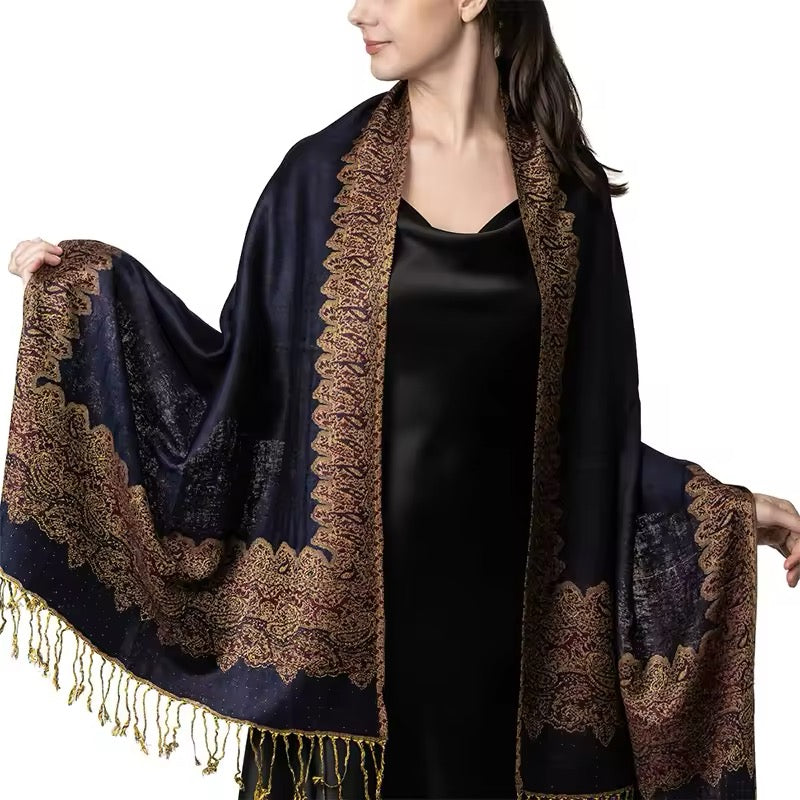 New Luxury Women Classic Pashmina Cashmere Touch Bohemia Scarf - Warm Fringe Pashmina Shawl Bufanda UK