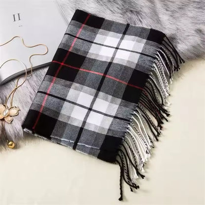 New Women Checked Pattern Cashmere Touch Scarf - Warm Fringe Pashmina Shawl Bufanda UK