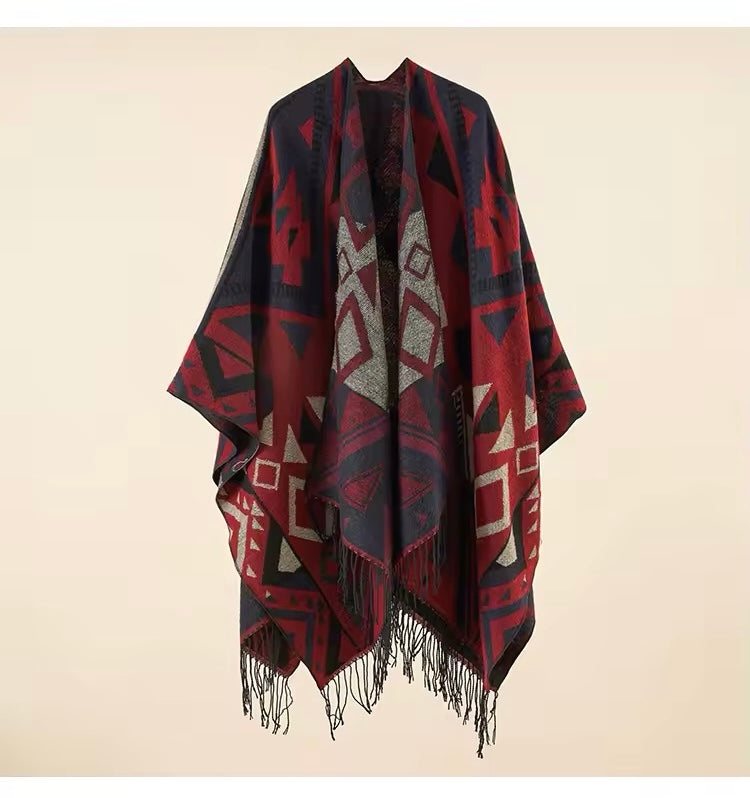 New cashmere pashmina wool scarf split thickened autumn and winter shawl Women cape UK