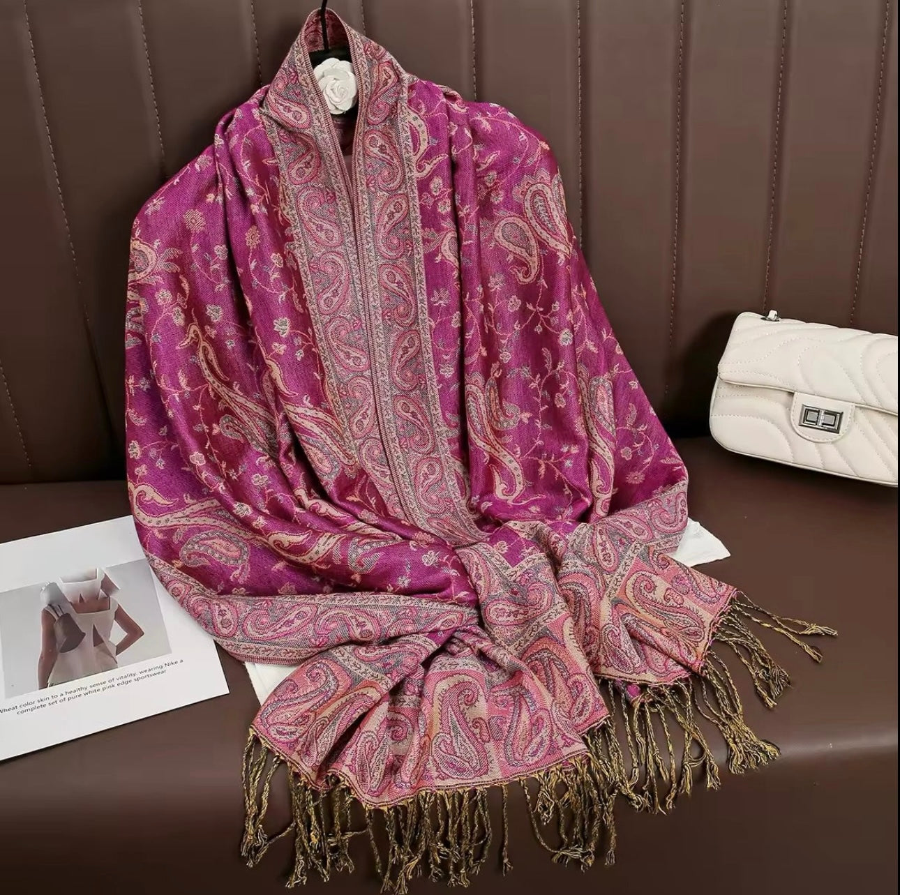 New Luxury Women Classic Pashmina  Cashmere Touch Bohemia Scarf - Warm Fringe Pashmina Shawl Bufanda UK