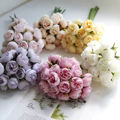 Peony Artificial Flowers Silk Bouquet 27heads Roses Fake Flower for Table Vase Arrange Home Decor Wedding Decoration Flowers