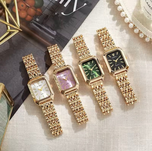 Hot Brand Stainless Steel Strap Watch Women Luxury Gift Quartz Wristwatch Student Fashion Simple Square Quartz Watches Jewellery Accessory