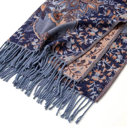 New Luxury Women Classic Design Double Sided Cashmere Touch Scarf - Warm Fringe Pashmina Shawl Bufanda UK