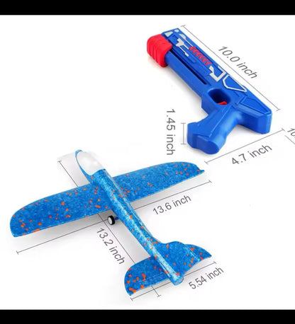 Kids Airplane Launcher Toys 12.2'' LED Foam Glider Catapult Gun Plane Toy for Boys Outdoor Flying Toys Birthday Gifts for Boys Kids Toys