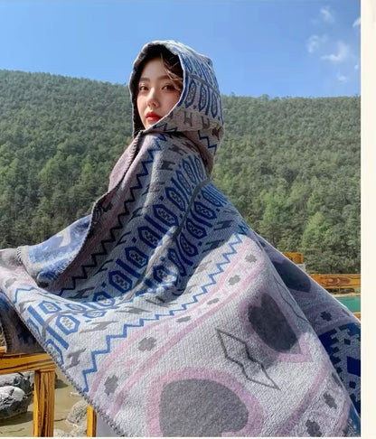 New cashmere pashmina wool scarf split thickened autumn and winter shawl Women cape UK