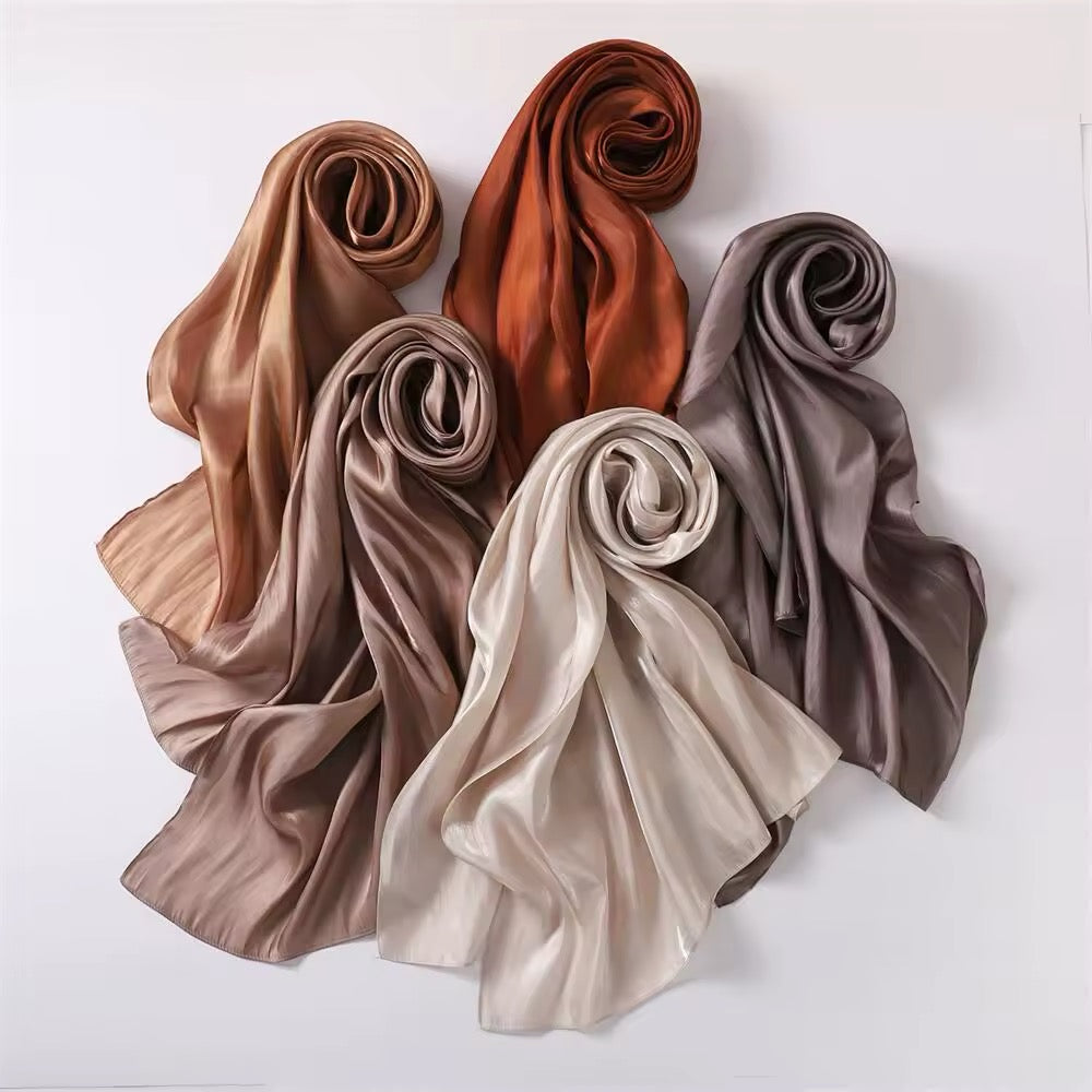 New Women Glimmer Shiny Women Hijab Scarf Muslim Long Scarves Light Weight Soft Turban Shawl Organza Satin Shimmer Scarf UK