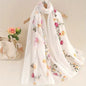 New Women Embroidered Scarf Elegant and Versatile for Women Embroidered Flower Long Summer Sunscreen Scarves Echarpe Shawl Large Wrap UK