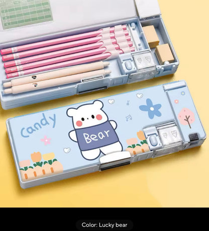 Plastic Stationery Organizer Box Unicorn Bear Astronaut Stationery Pencil Case School Gifts for Kids Accessories Teens Supplies