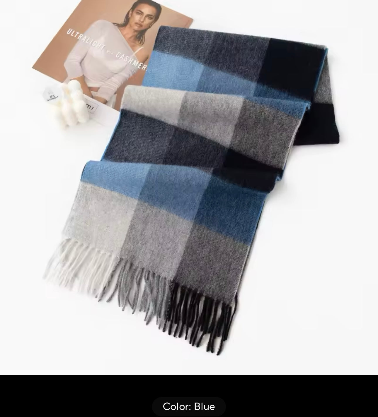 Autumn Winter Plaid Wool Scarf for Women Cashmere Shawl Warm Thickened Neckerchief Korean Versatile Wraps Fashion Tassel Scarves Women Checked Women Woollen