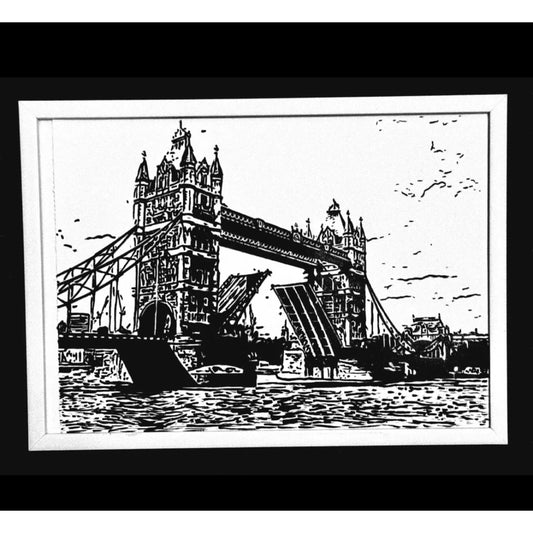 Original New Hand-Drawn Tower Bridge Sketch on A4 Cartridge 130 gsm Paper (NO FRAME) - Limited Edition