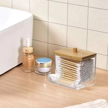 1 Piece Acrylic Storage Box Cotton Swab Makeup Box Transparent Cotton Swab Storage Box Makeup Storage Box Bathroom Bedroom Home Refined Restroom