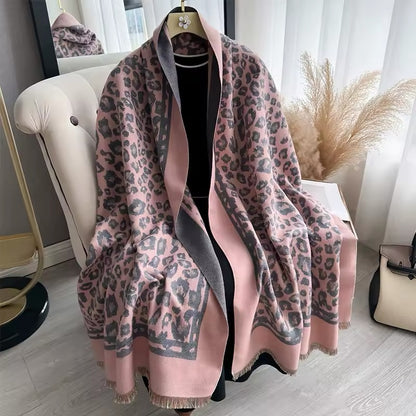 New Scarf Leopard Print Cheetah Scarf Thickened Animal Print Warm Cashmere Double Sided Scarves Luxury Pashmina Viscose Wool Fashion Shawl Women Allure UK