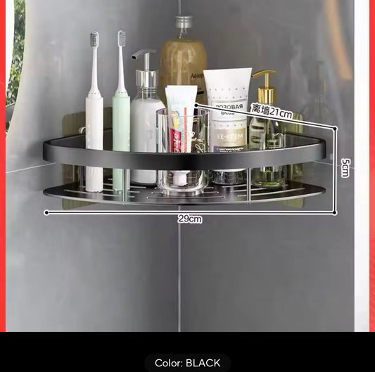 Bathroom Shelf Aluminum Alloy Shampoo Rack Makeup Storage Organizer Shower Shelf Bathroom Accessories No Drill Wall Corner Shelf Home Refined Restroom