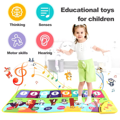 Piano Mat for Kids Toys Toddlers Floor Keyboard Dance Mat Baby Fitness Play Animal Music Blanket Instrument Toys Girl Boy Gift