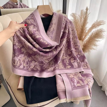 New Scarf Thickened Animal Forest & Women Floral Print Warm Cashmere Double Sided Scarves Luxury Pashmina Viscose Wool Fashion Shawl Women Allure UK