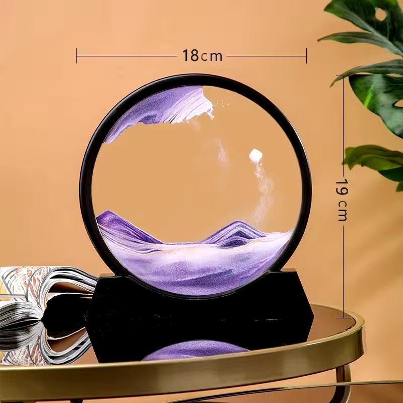 3D Hourglass Quicksand Moving Sand Art Picture Round Glass Deep Sea Sandscape Craft Flowing Painting Office Home Decor