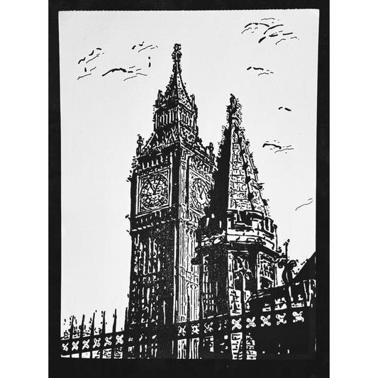 Original New Hand-Drawn Big Ben, London Sketch on A4 or A3 Cartridge 130 gsm Paper (NO FRAME) - Limited Edition