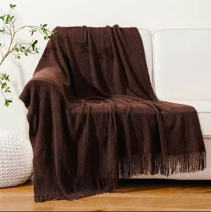 Battilo Christmas Plaid Throw Blanket for Bed Knit Throws With Tassel Sofa Blankets Green Lightweight Knitted Blanket Home Beddings