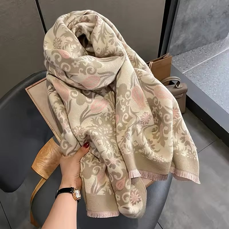 New Luxury Women Classic Design Double Sided Cashmere Touch Scarf - Warm Fringe Pashmina Shawl Bufanda UK