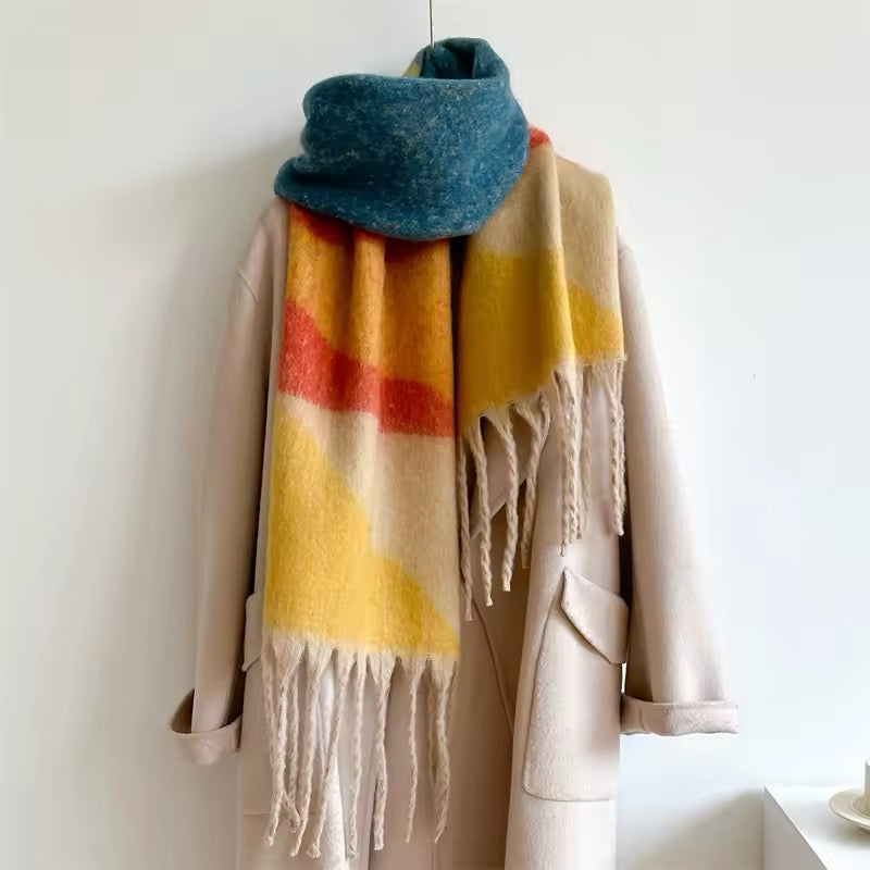 New Women Woollen Cashmere Touch Scarf for Women - Warm Fringe Pashmina Shawl Bufanda UK