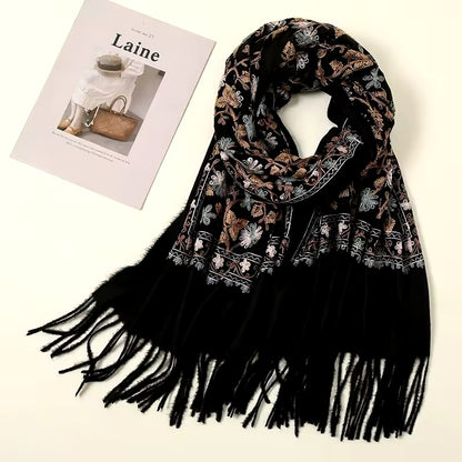 New Women Embroidered Scarf Elegant and Versatile for Women Floral Long Scarves Echarpe Shawl Large Wrap UK