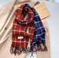 New Women Checked Pattern Cashmere Touch Scarf - Warm Fringe Pashmina Male Shawl Bufanda UK