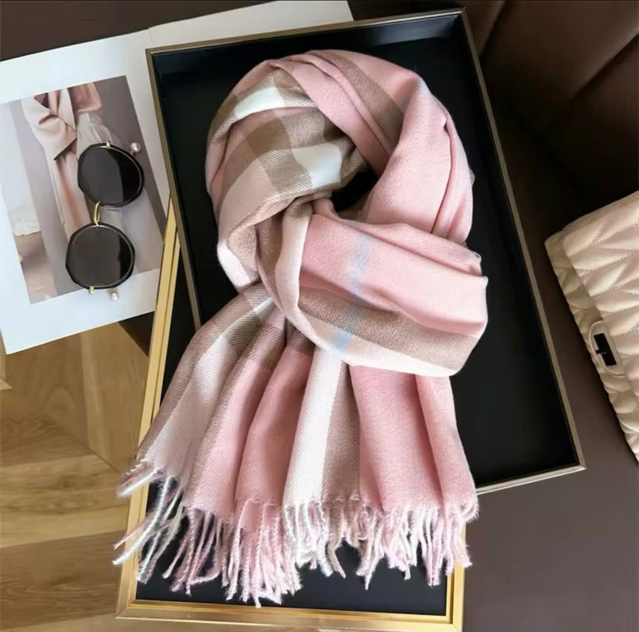 New Women Checked Pattern Cashmere Touch Scarf - Warm Fringe Pashmina Shawl Bufanda UK