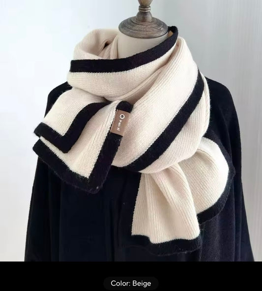 Fashion Women Men Winter Warm Knitted Scarf Solid Color Outdoor Thickened Neckerchief Vintage Wraps Long Scarves Neck Cover Women Woollen