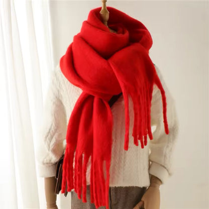 New Women Woollen Cashmere Touch Scarf for Women - Warm Fringe Pashmina Shawl Bufanda UK