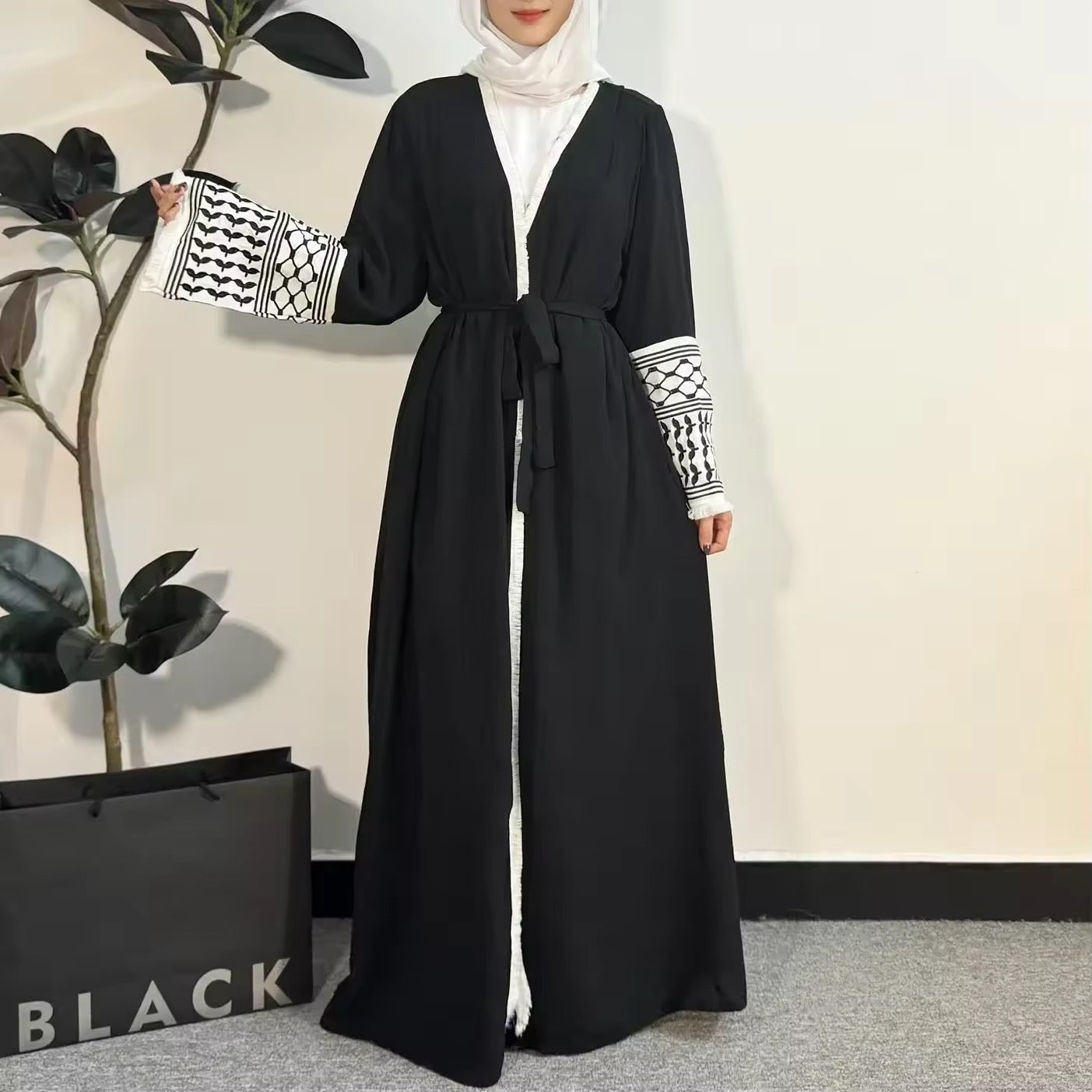 Open Front Abaya Muslim Long Sleeve Cardigan Abayas Maxi Dress Women's Clothing Tassel Embroidery Out Kaftans Women Abaya Jilbabs