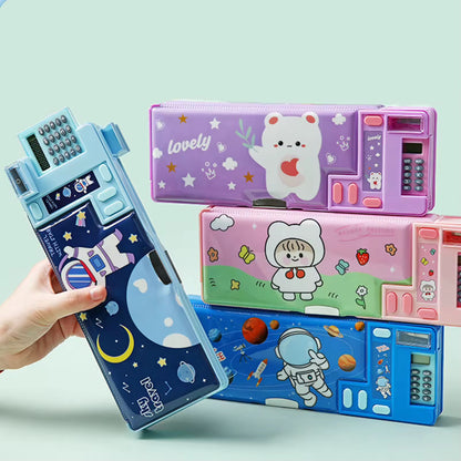 Plastic Stationery Organizer Box Unicorn Bear Astronaut Stationery Pencil Case School Gifts for Kids Accessories Teens Supplies