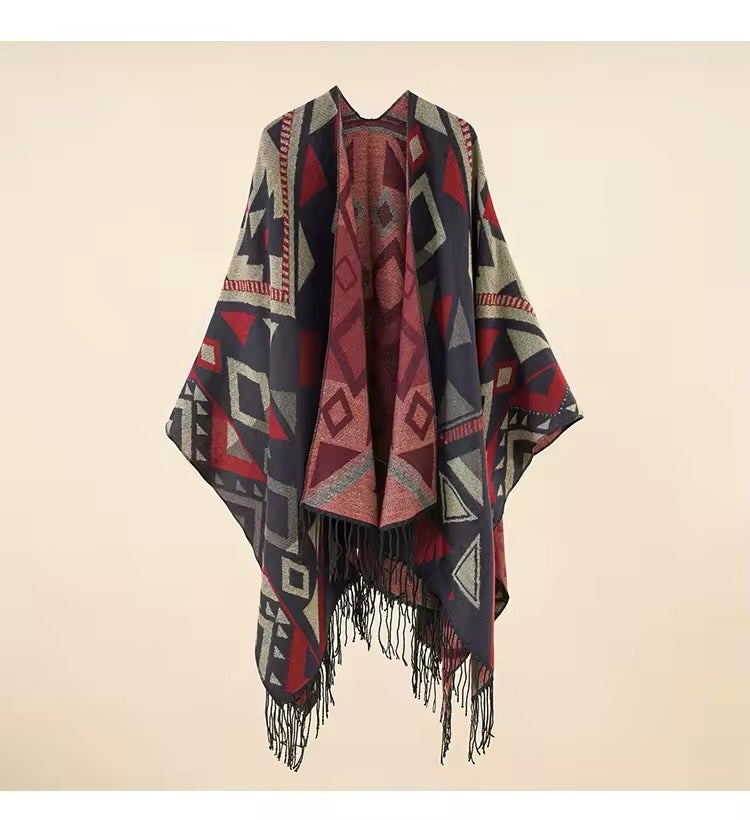 New cashmere pashmina wool scarf split thickened autumn and winter shawl Women cape UK