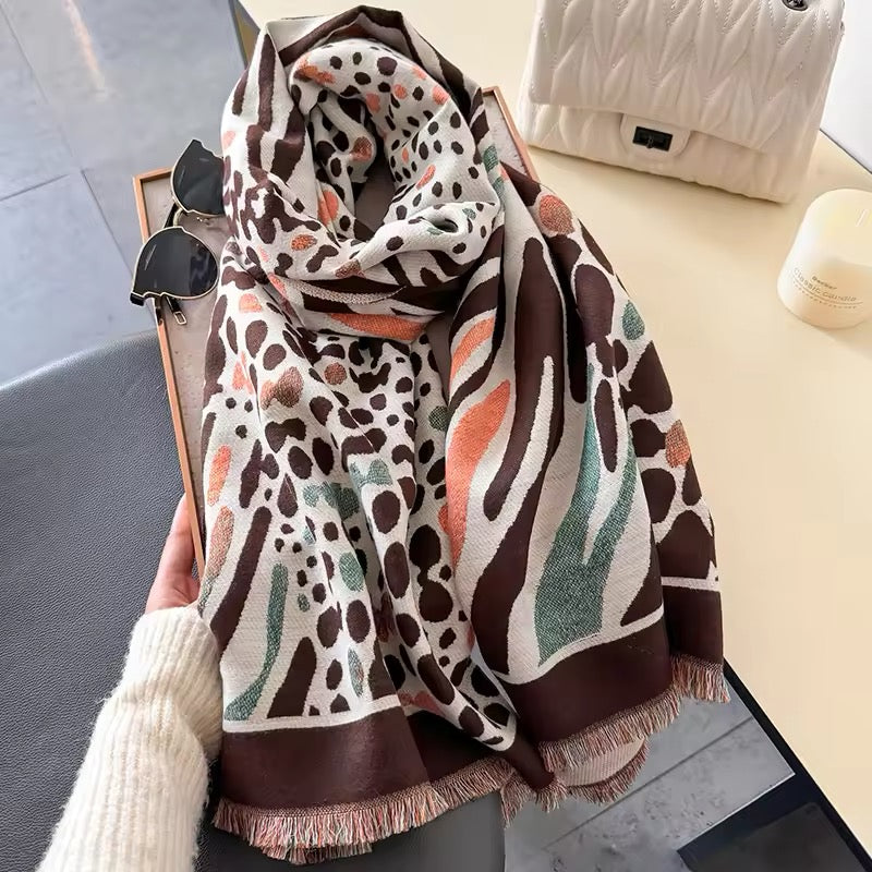 New Scarf Tiger and Leopard Print Scarf Thickened Animal Print Warm Cashmere Double Sided Scarves Luxury Pashmina Viscose Wool Fashion Shawl Women Allure UK