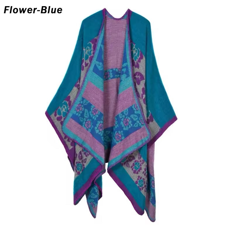 New cashmere pashmina wool scarf split thickened autumn and winter shawl Women cape UK