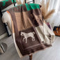 New Luxury Women Limited Edition Horse Design Cashmere Touch Scarf - Warm Fringe Pashmina Shawl Bufanda UK