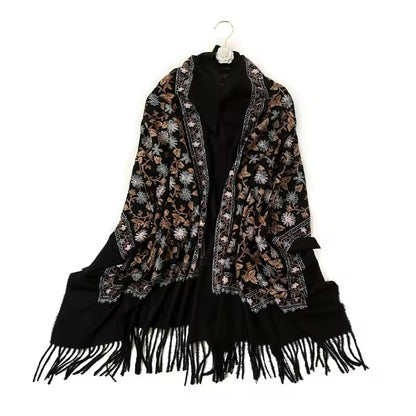 New Women Embroidered Scarf Elegant and Versatile for Women Floral Long Scarves Echarpe Shawl Large Wrap UK