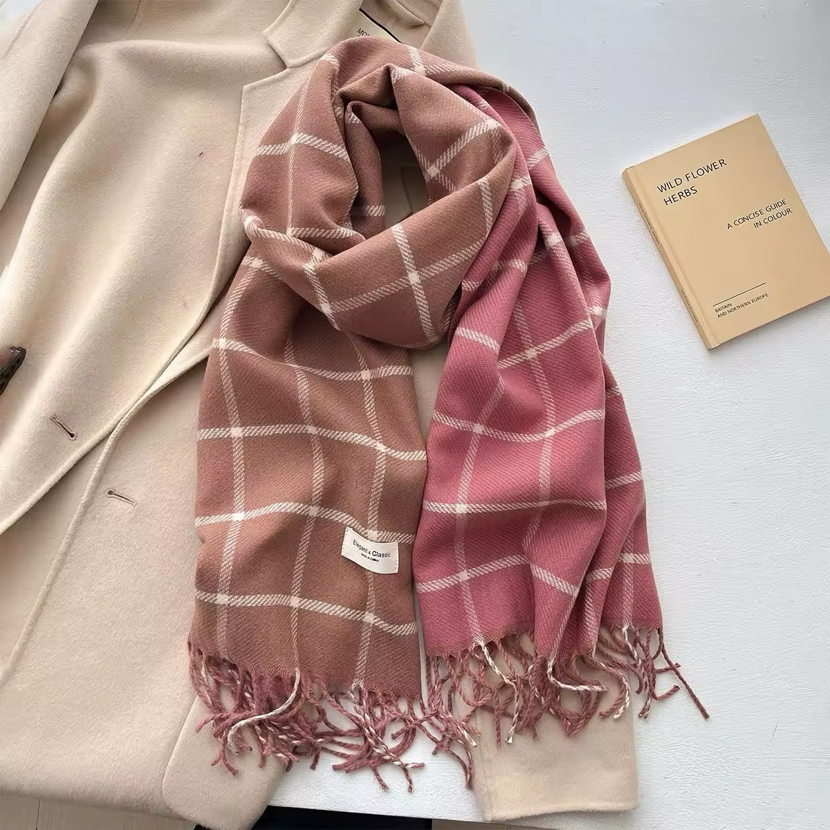 New Women Checked Pattern Cashmere Touch Scarf - Warm Fringe Pashmina Male Shawl Bufanda UK