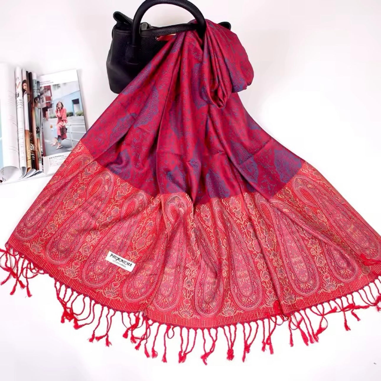 New Luxury Women Classic Design Cashmere Touch Scarf - Warm Fringe Pashmina Shawl Bufanda UK