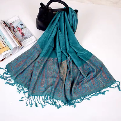 New Luxury Women Classic Design Cashmere Touch Scarf - Warm Fringe Pashmina Shawl Bufanda UK