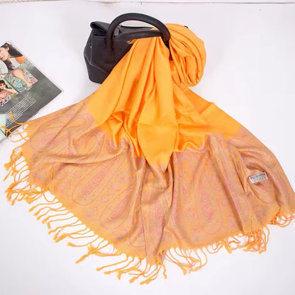 New Luxury Women Classic Design Cashmere Touch Scarf - Warm Fringe Pashmina Shawl Bufanda UK